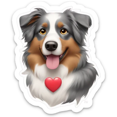 Australian shepered dog with heart bow sticker