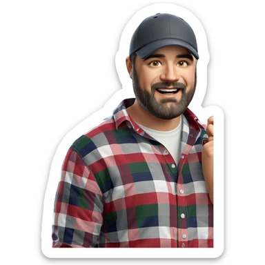 smiling boy in plaid shirt sticker