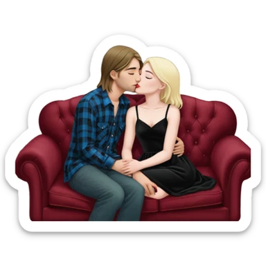Realistic Jenna Ortiz Wednesday addams kissing sweetly Kurt Cobain on the parlor couch  sticker