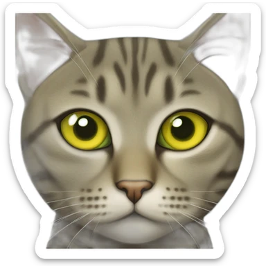 american short hair cat- tabby- a little bit fat- green yellow eyes- the distances between eyes is a little bit far sticker