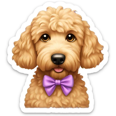 Golden doodle with a bow on each ear sticker
