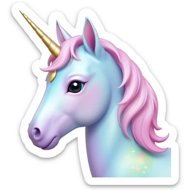 Cinematic Noble Unicorn Pony Portrait Emoji, Poised and graceful, with a delicate, miniature equine build adorned with a soft, pastel color, a tiny, shimmering horn and a silky mane that hints at magical charm, Simplified yet sharp and sophisticated features, highly detailed, glowing with a soft, enchanted glow, high shine, intelligent and spirited, stylized with an air of fairy-tale elegance, focused and poised, soft glowing outline, capturing the essence of a watchful and confident unicorn pony that appears ready to trot out of the screen with graceful magic! sticker