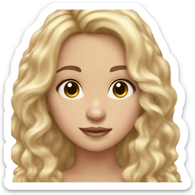 beautiful girl with golden waves of hair, one single black streak of hair. brown eyes, pale skin. sticker