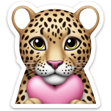 pink heart leopard  sticker