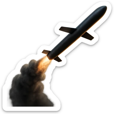 dramatic cruise missile with smoke trail sticker