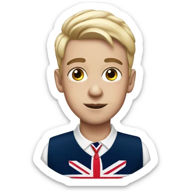 British boy wearing British makeup with fake lashes  sticker