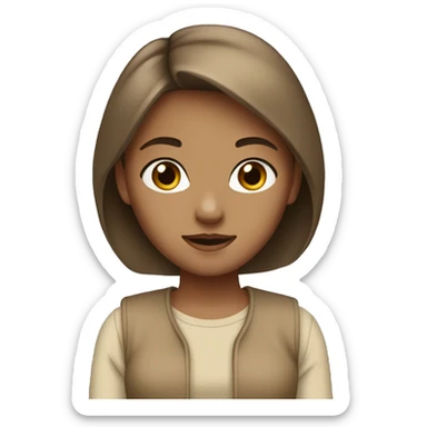 Girl brown hair wearin beige binnie sticker