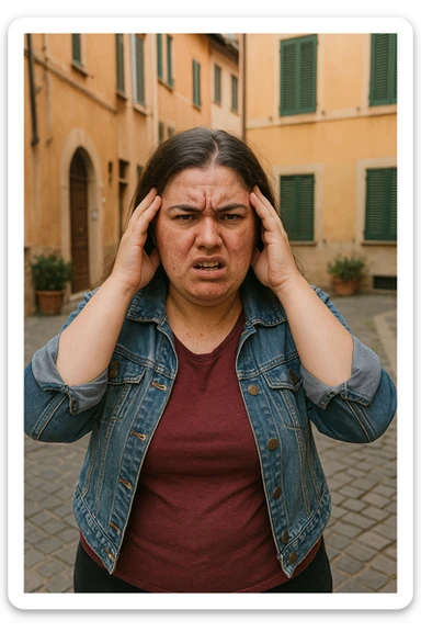 Donna con pcos e irritabilità come sindrome evidente immagine realistiche in italiano sticker