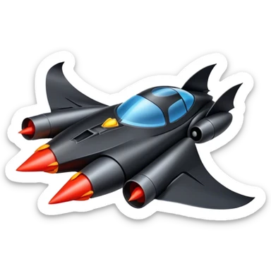batmobile in rocket ship boom rocket at take-off  sticker