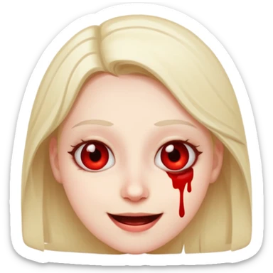 Nervous face smiling with wide blood shot eyes sticker