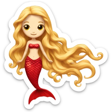 Red Mermaid with red mermaid tail and blonde hair pretty and detailed sticker