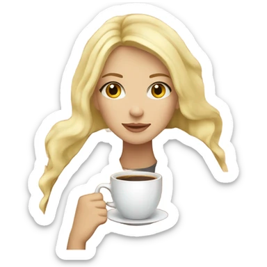 Blonde girl autumn with blanket and coffee sticker