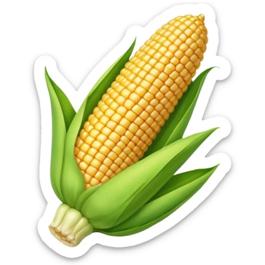 corn on the cob with the husk half way up the cob  sticker
