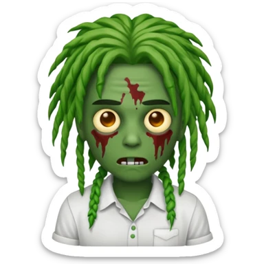 Emoji de zumbi com camisa branca locs no cabelo  sticker