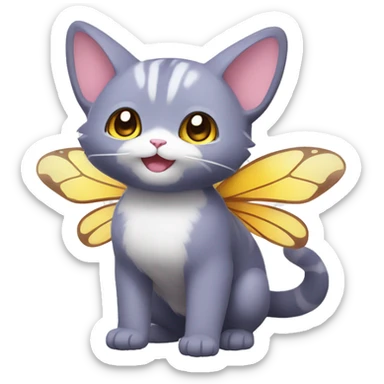 Kawaii Butterfly-Cat-Pokémon-Fakémon Full Body sticker