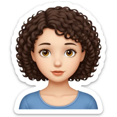 an emoji that describes a cute short curly hair brunette girl sticker