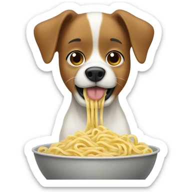 Dog eat noodles sticker