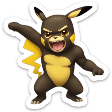 Pikachu attaque un chimpanzé sticker