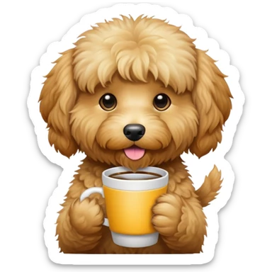 golden doodle with cup sticker