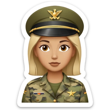 Woman in camo military uniform  sticker