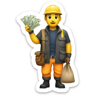 Robber with a moneybag on shoulder that looks like 👷‍♂️ sticker