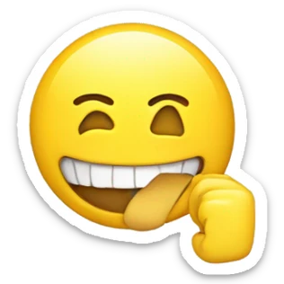 smiling emoji with yellow bone in its mouth sticker