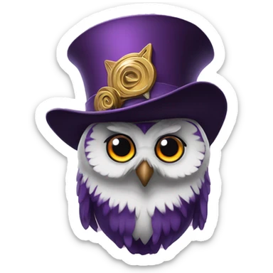 magician wizzard owl violet wizzard hat sticker