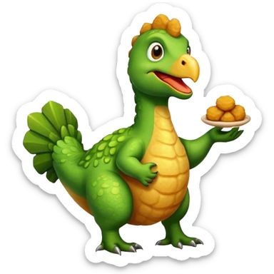 a dinosaur holding a chicken nugget  sticker