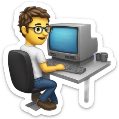 A programmer uses a computer sticker