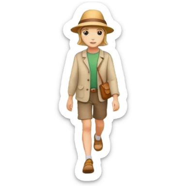 somone walking in a garden on a path with flower and trees around him sticker