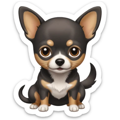 Very Dark grey and black Chihuahua with white markings sticker