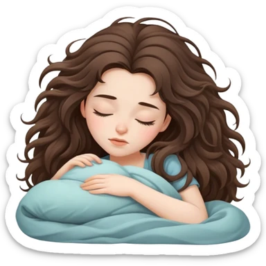 beautiful pale brunette girl sleeping with long messy hair sticker