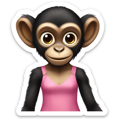 spider monkey wearing a pink dress  sticker