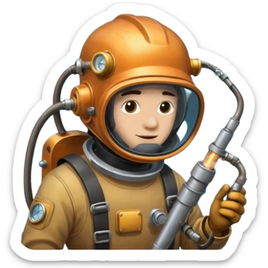 Buceador comercial trabajando, soldando una estructura metalica bajo agua soldandooooo sticker