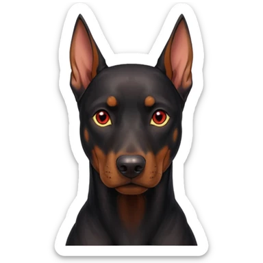 red eyed dog doberman sticker
