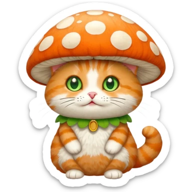 Cat in mushroom costume sticker