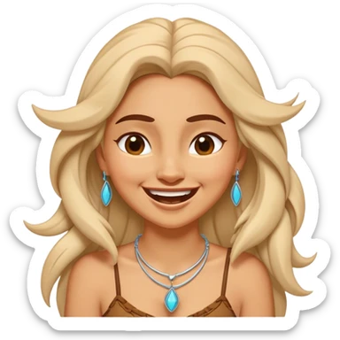 Cinematic Adorable Pocahontas Portrait Emoji, Laughing softly as Meeko tugs at her necklace, hair tousled in the wind, eyes full of warmth, a carefree spirit shining through, capturing the essence of beauty and playfulness! sticker