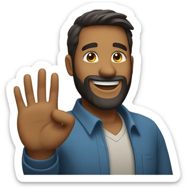 beard guy waving thanks hand  sticker