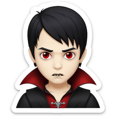 Boy, Vampire, Black Hair, medium long, emo, dark, spooky  sticker