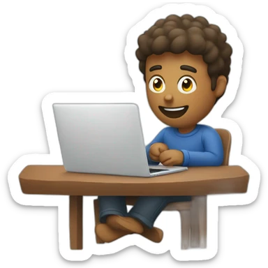 man happily watching youtube video on laptop sticker