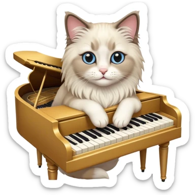 A ragdoll cat playing a piano sticker