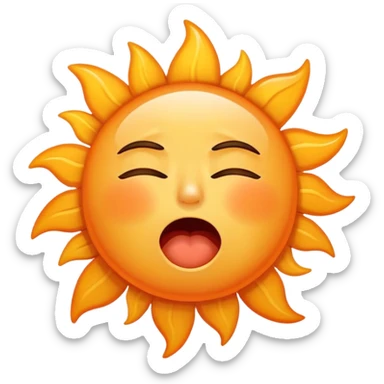 A sleepy sun with tired eyes and yawning sticker