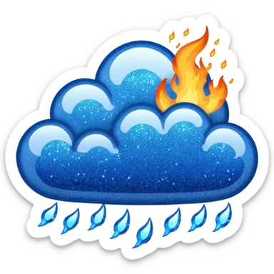 blue marine glitter fire sticker