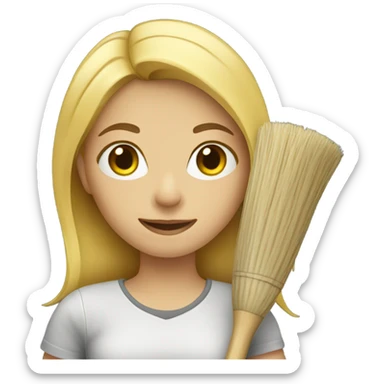 Blonde Girl with a broom sticker