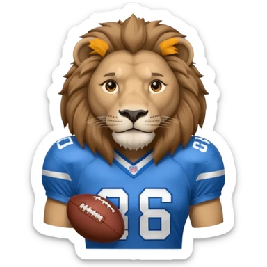 full blue color lion, wearing blue american football jersey sticker
