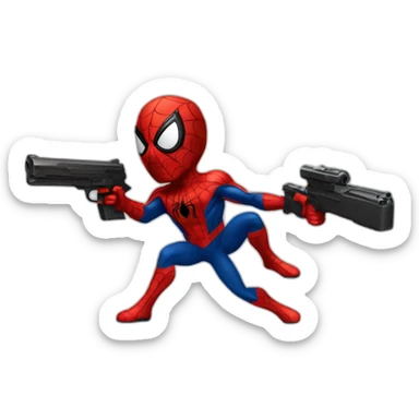 Spiderman carring a gun sticker