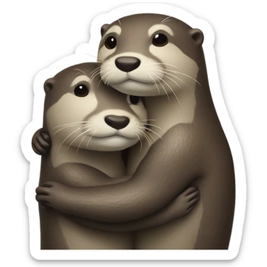 Male and female otter hugging  sticker