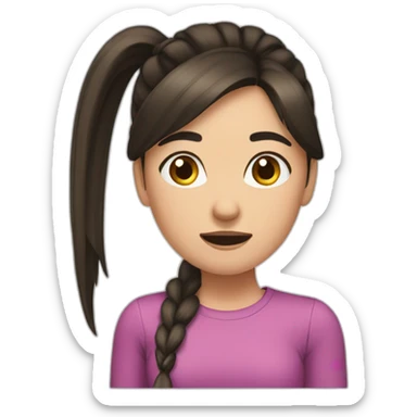 a brunette girl with a ponytail in pain sticker