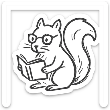 écureuil savant, hand drawn sketch style sticker