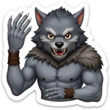 Create an emoji of Werewolf half bodied till waist sharp nails sticker